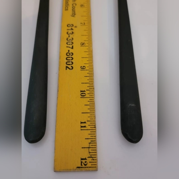 Vintage MCM Stainless Steel Salad Set Fork&Spoon 11.5" Grooved Matte Handles - Picture 5 of 7